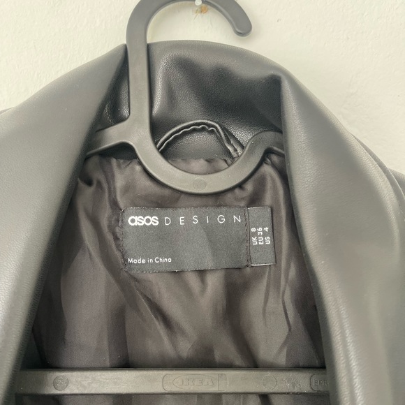 Asos black leather jacket. Size UK 8, US 4, EU 36. Brand new. Never worn. - Picture 3 of 4